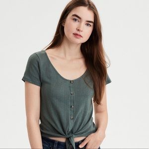 AE tie-up button down tee